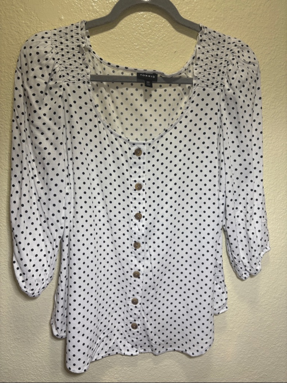 torrid White and Black Polka Dot Button-Front Top